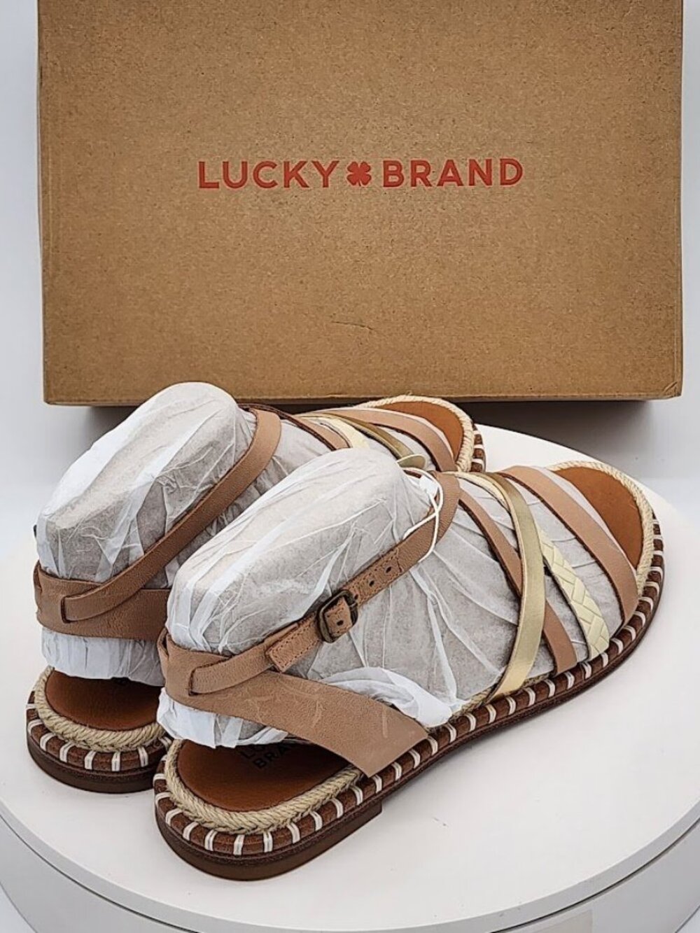 Lucky Brand Kielly Rhodonite Gold Espadrille Comfort Sandals Women’s Size 7.5 - Picture 3 of 9